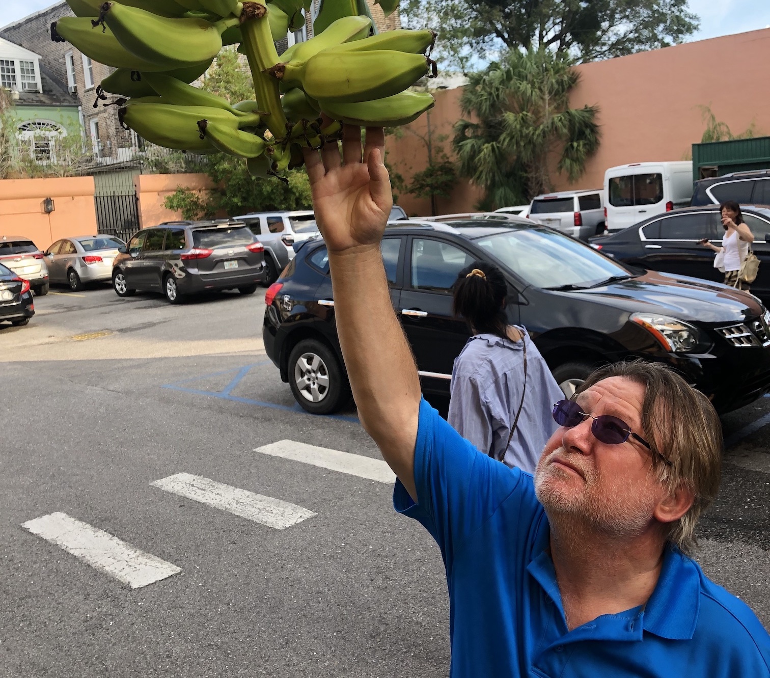 George reaching for plaintains